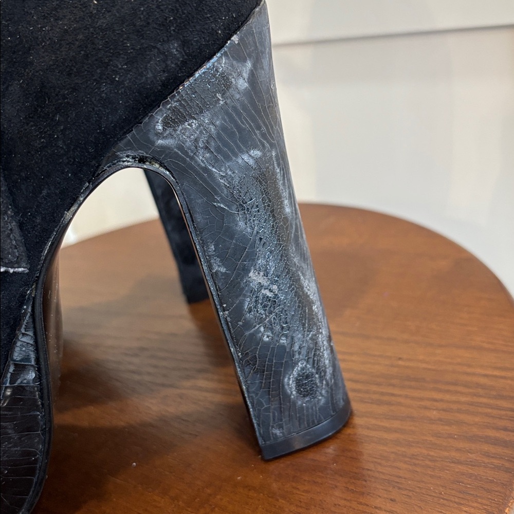 Wild Pair Black Suede Platform Heels - Picture 4 of 6